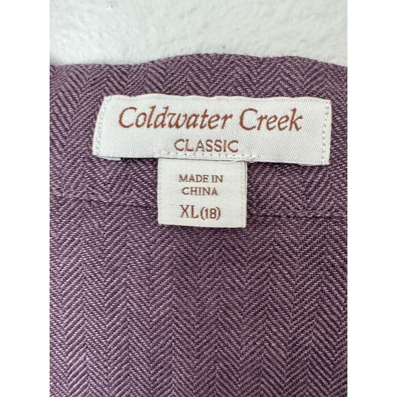 Coldwater Creek 100% Linen Purple Herringbone‎ Open Front Cardigan Size XL/ 18 - Picture 4 of 7